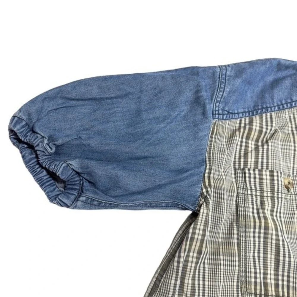 FREE PEOPLE RUNAWAY PLAID AND DENIM TOP SIZE XS - Picture 10 of 11